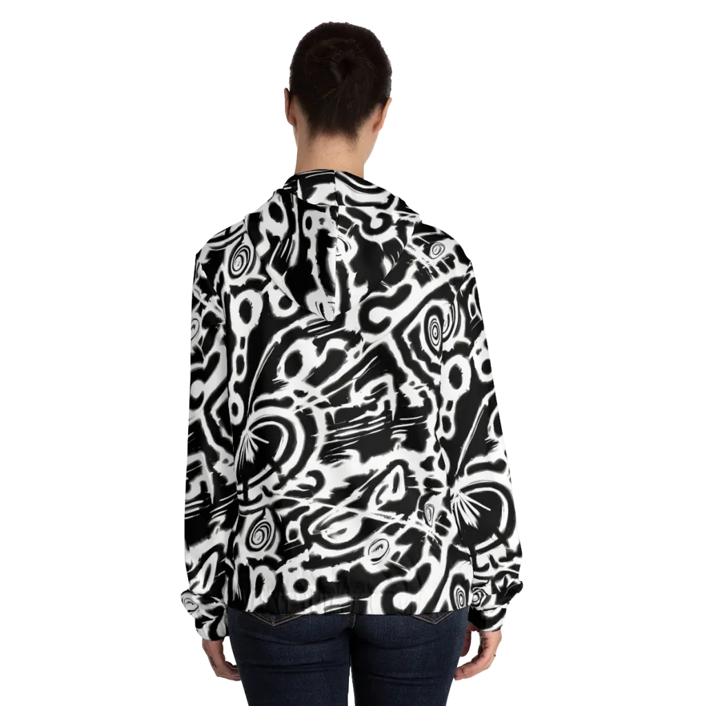 Abstract Undertow on Women's Full-Zip Hoodie — Back On Person