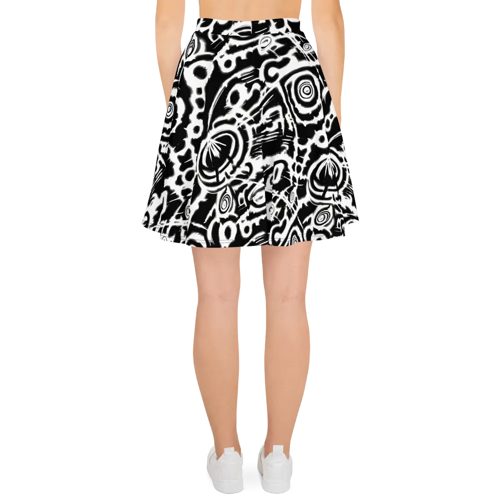 Abstract Undertow on Skater Skirt — Back