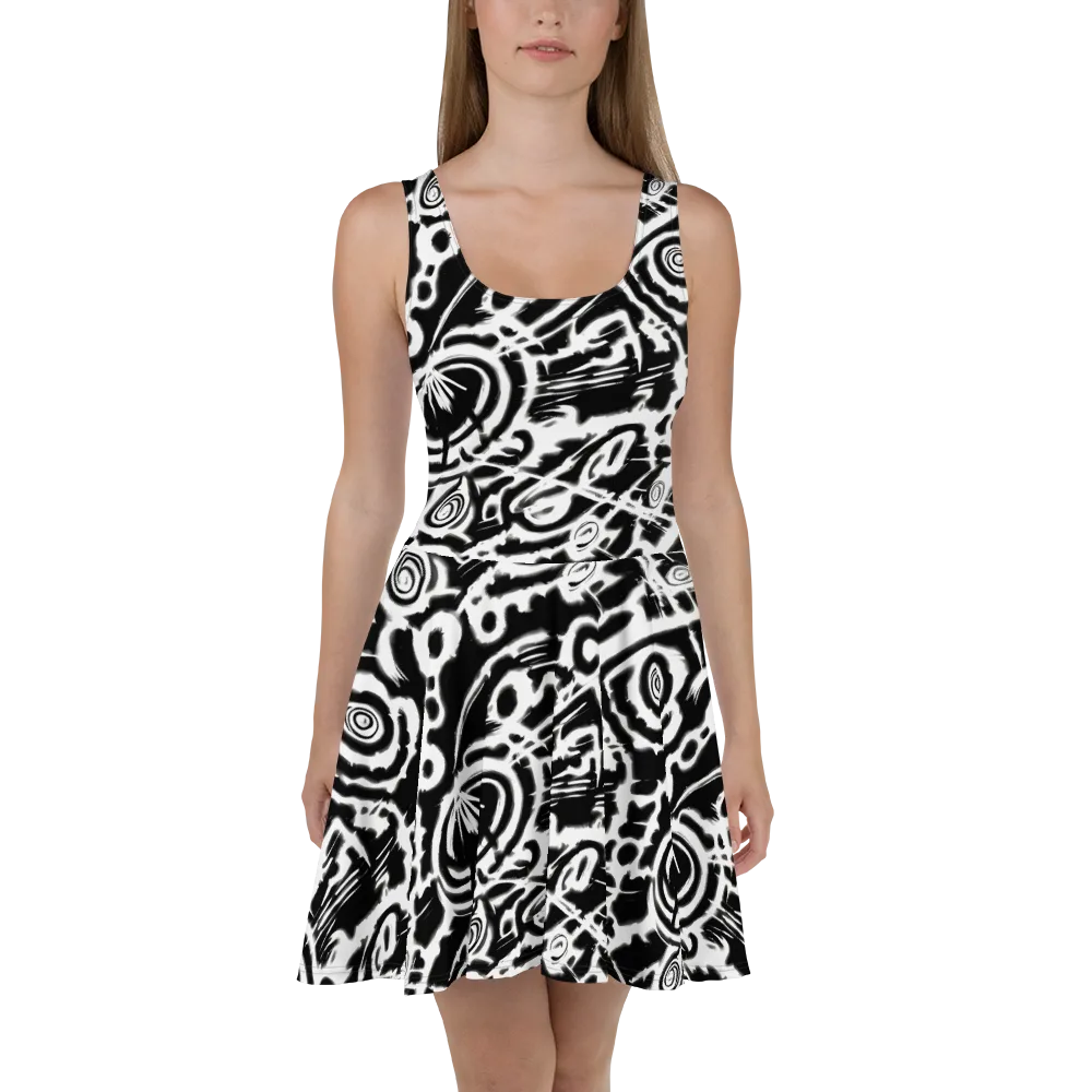 Abstract Undertow on Skater Dress — Front