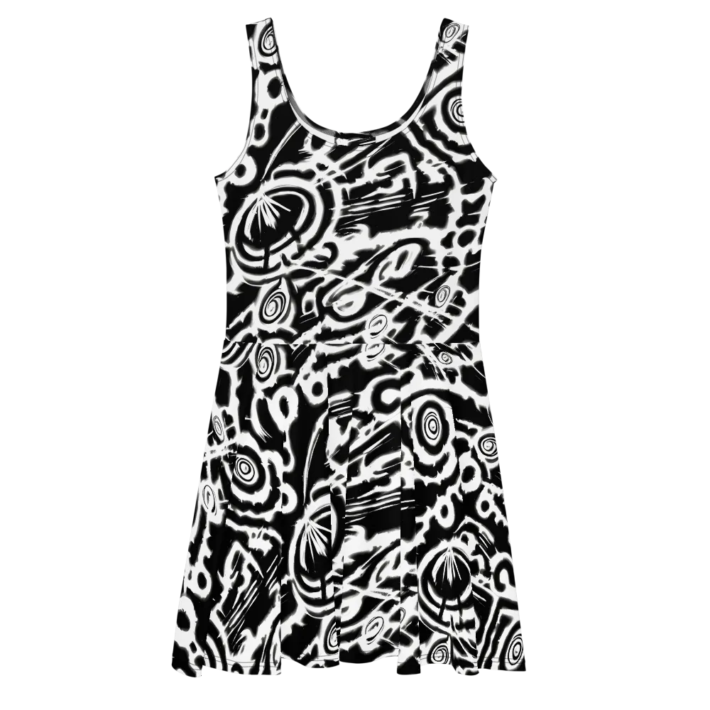 Abstract Undertow on Skater Dress — Front