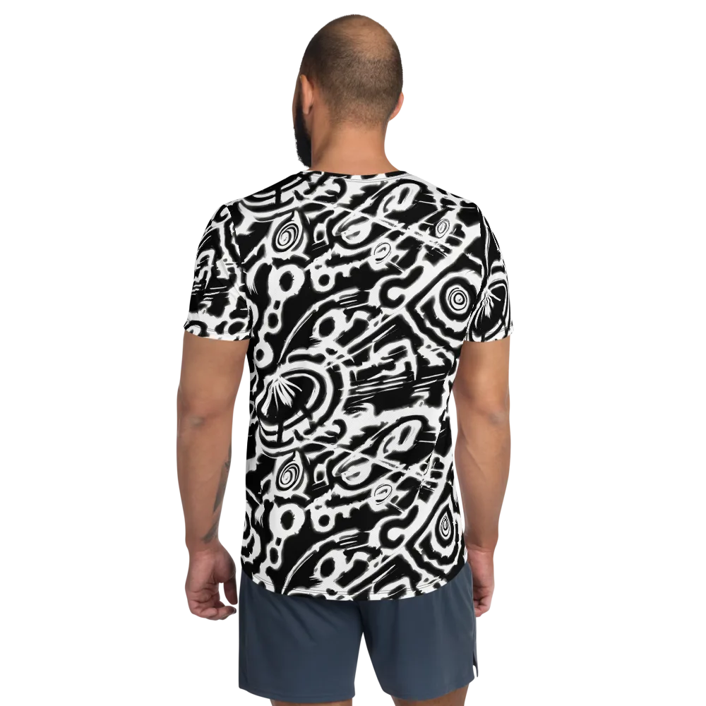 Abstract Undertow on Men's Athletic T-Shirt — Back