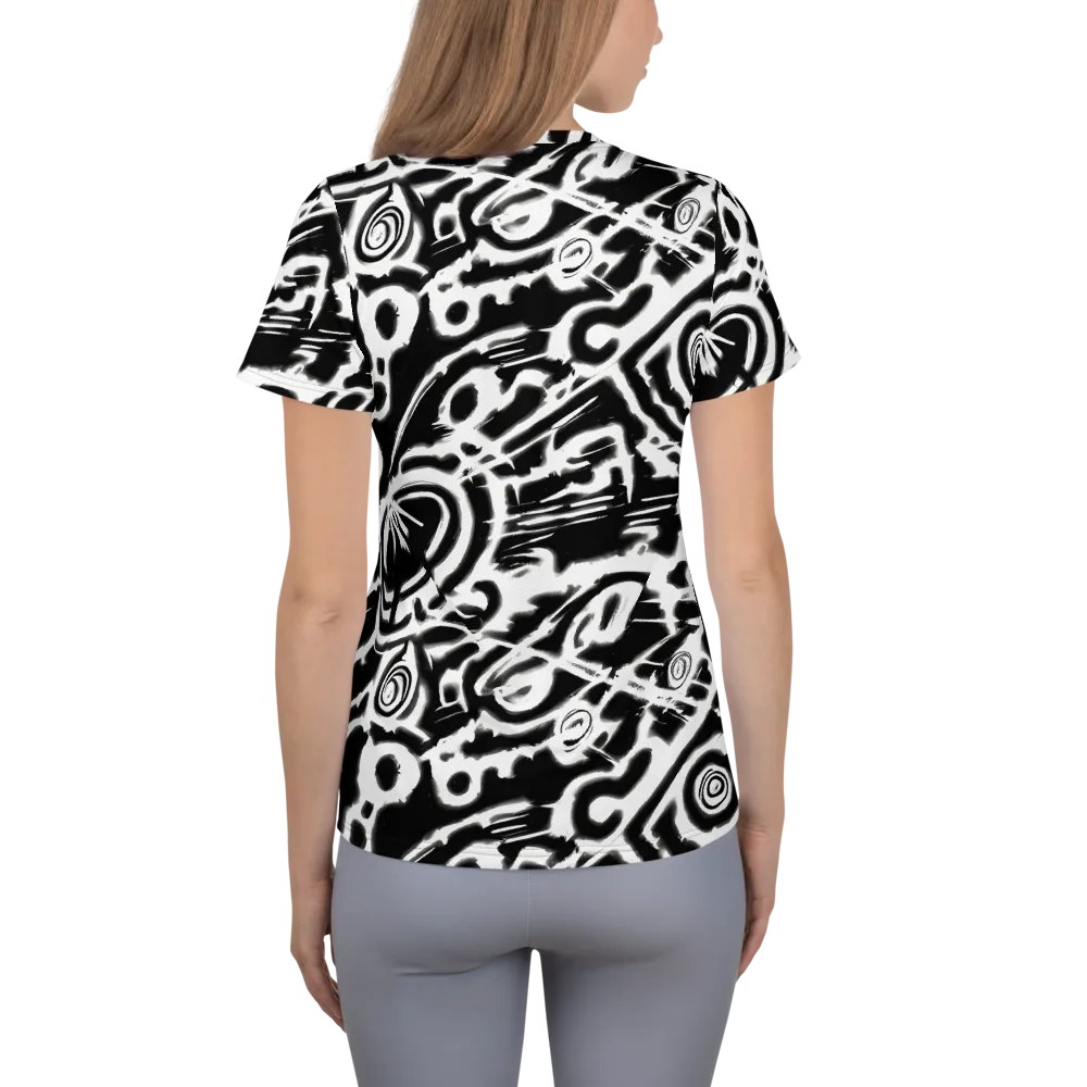 Abstract Undertow on Women's Athletic T-Shirt — Back