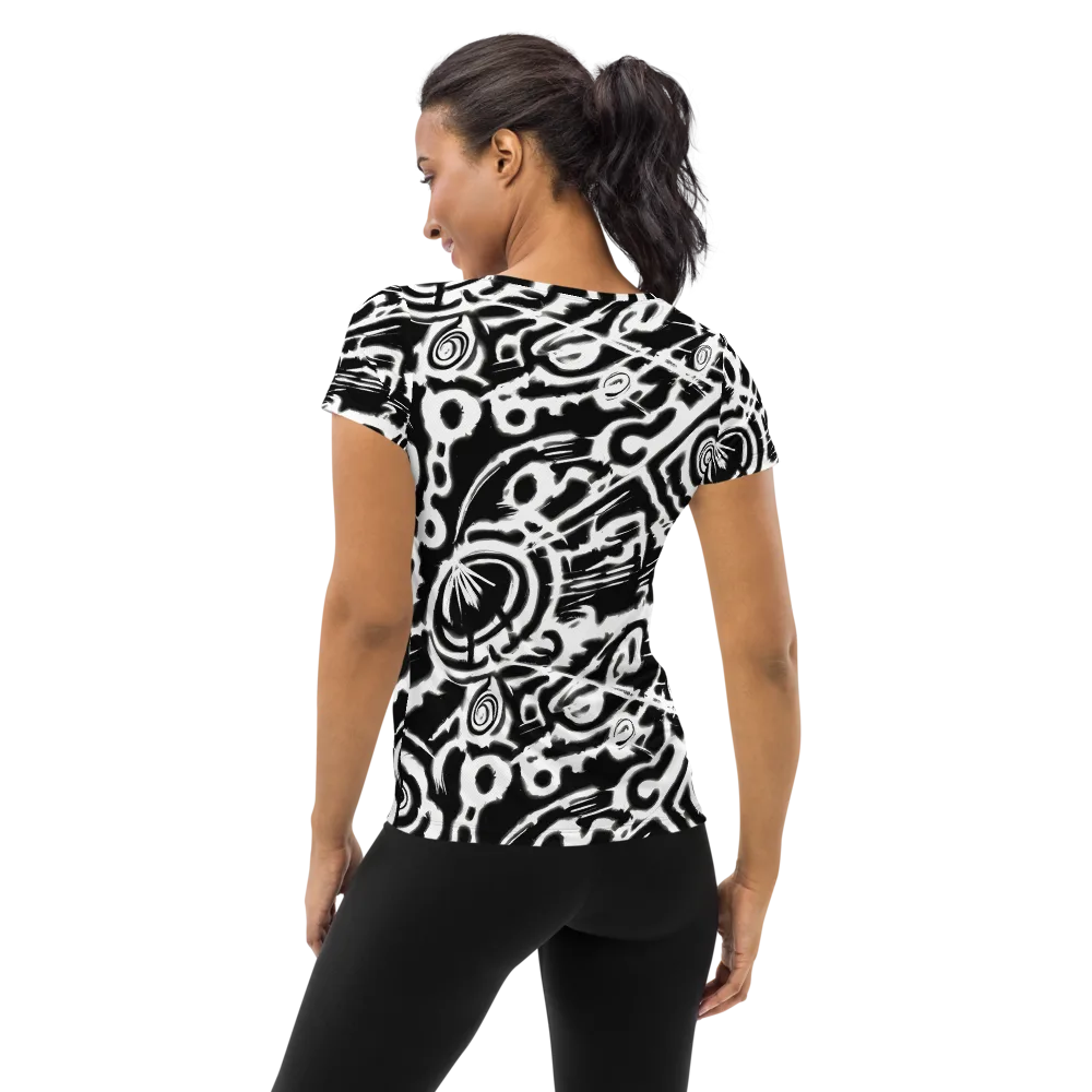 Abstract Undertow on Women's Athletic T-Shirt — Back