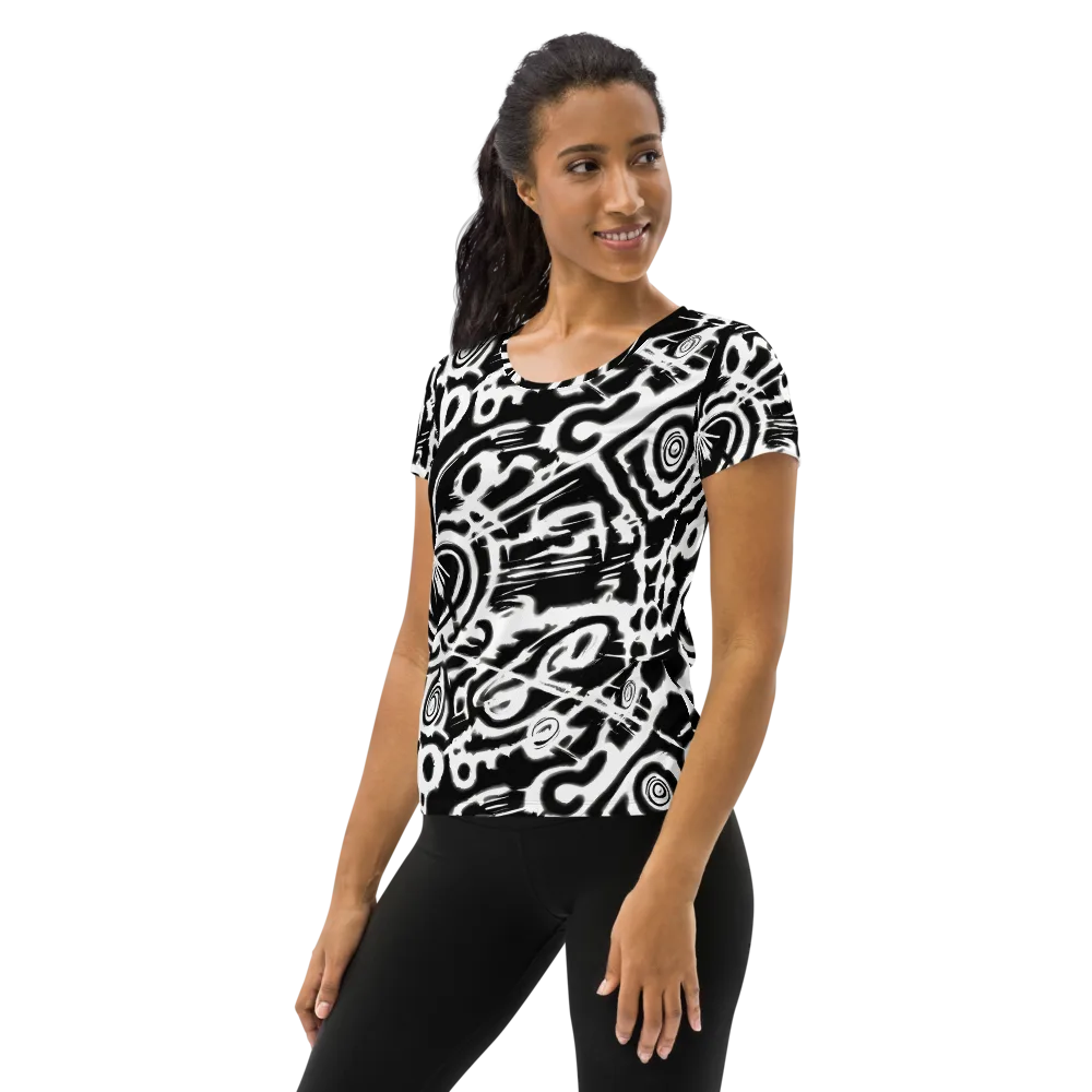 Abstract Undertow on Women's Athletic T-Shirt — Left