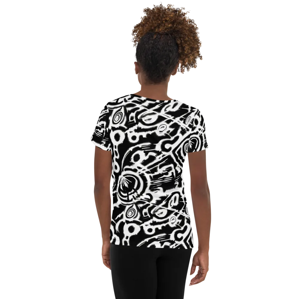 Abstract Undertow on Women's Athletic T-Shirt — Back
