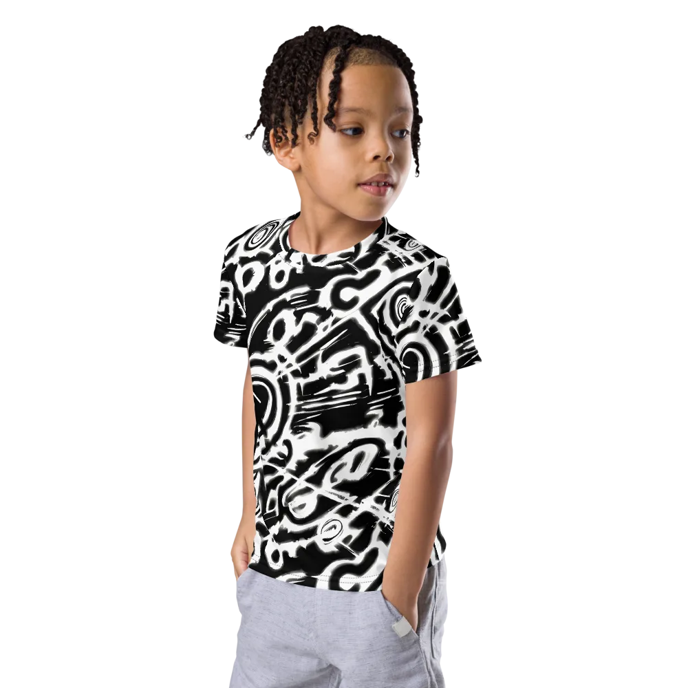 Abstract Undertow on Kids Crew Neck T-Shirt — Left Front