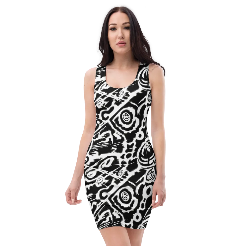 Abstract Undertow on Bodycon Dress — Front