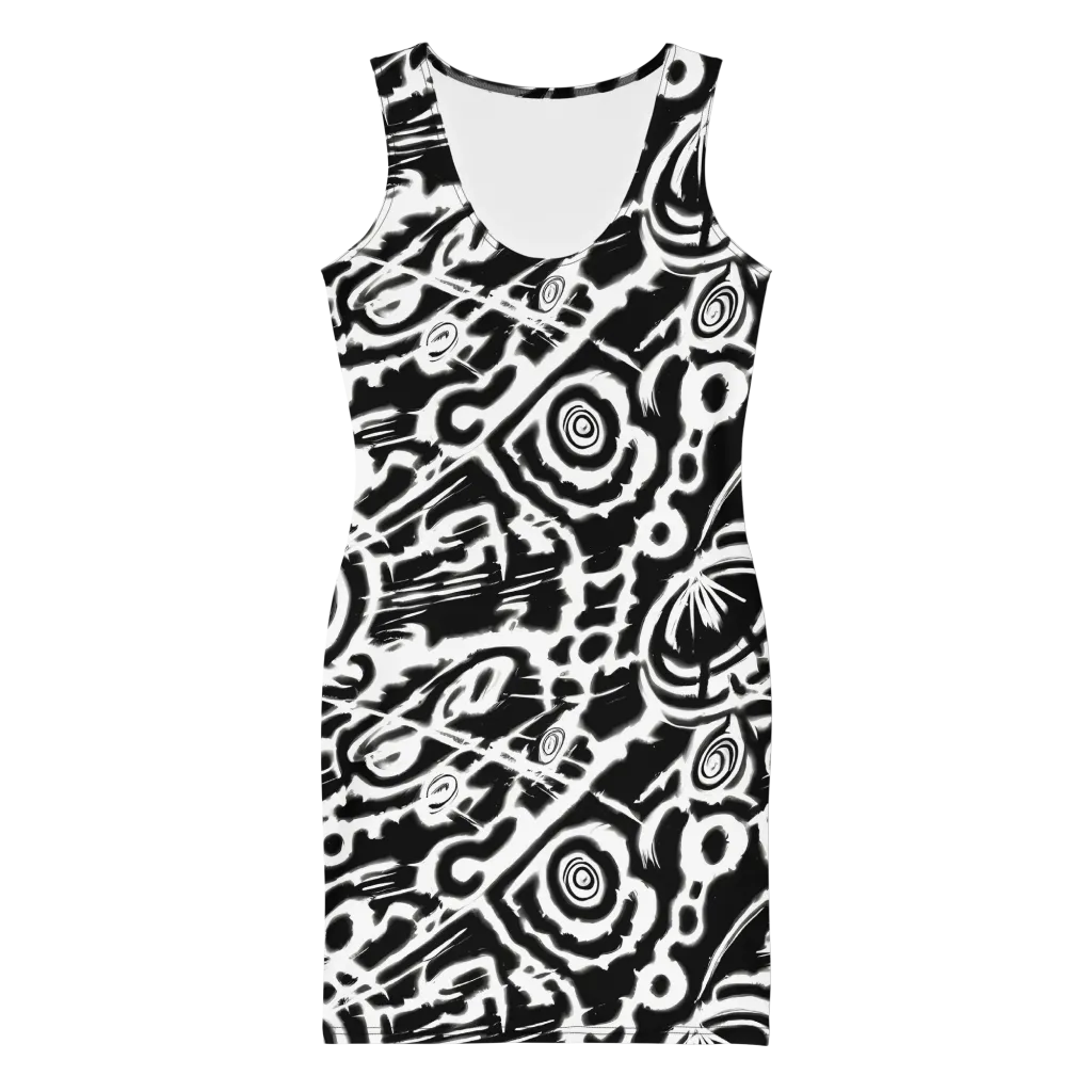 Abstract Undertow on Bodycon Dress — Front
