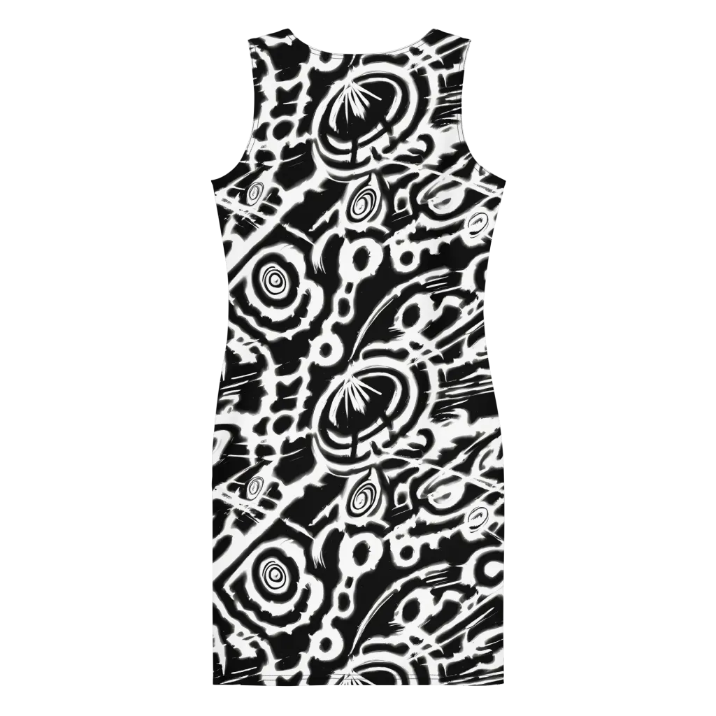 Abstract Undertow on Bodycon Dress — Back