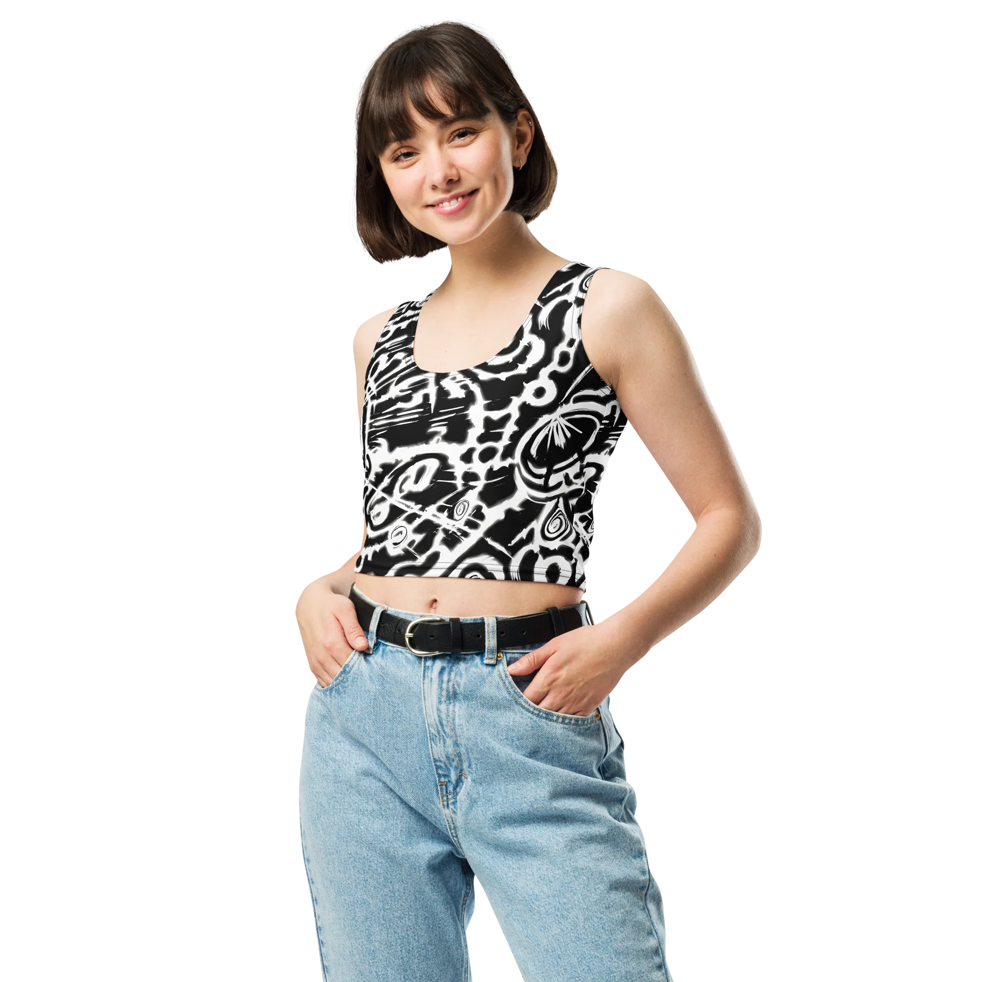 Abstract Undertow on Crop Top — Front