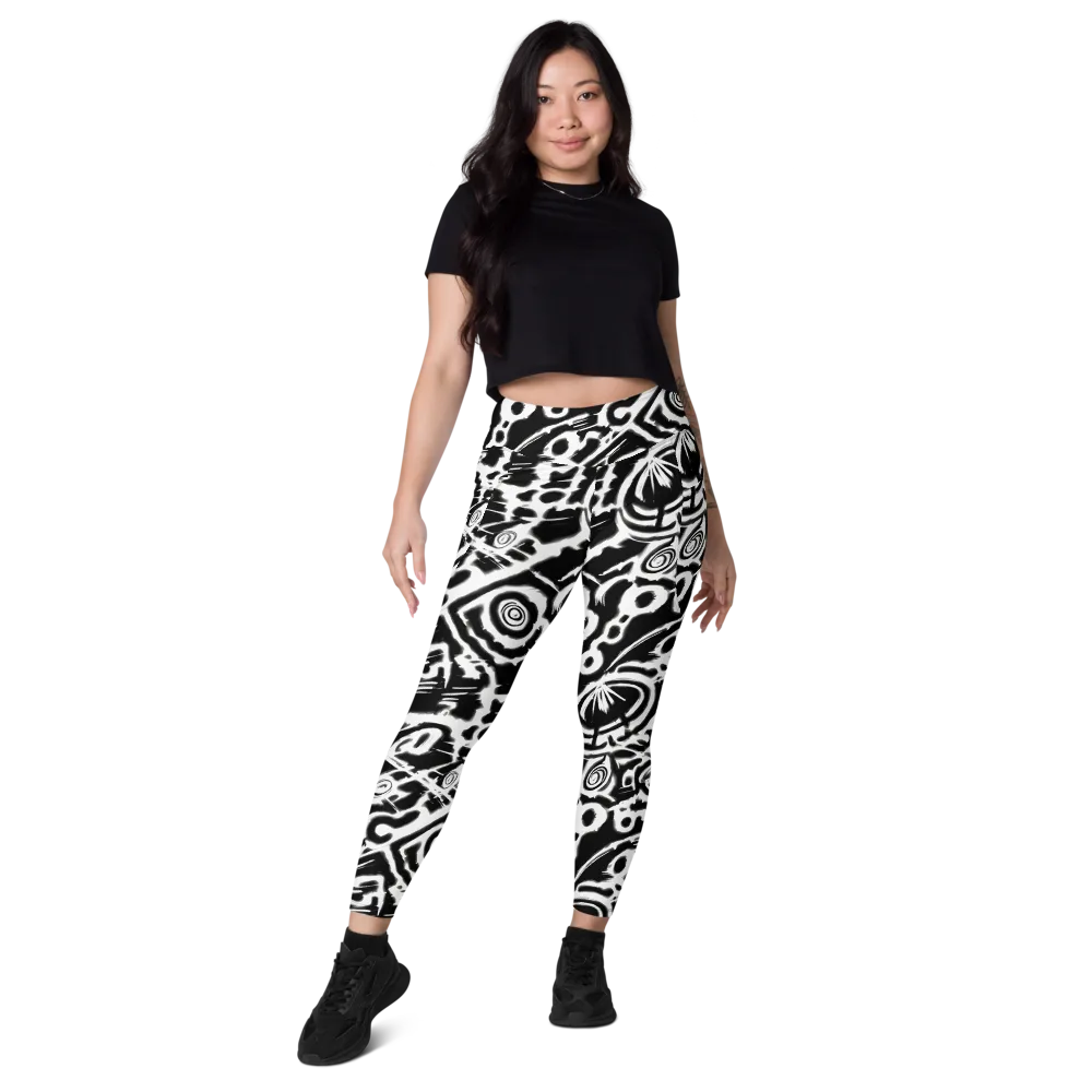 Abstract Undertow on Leggings with Pockets — Front