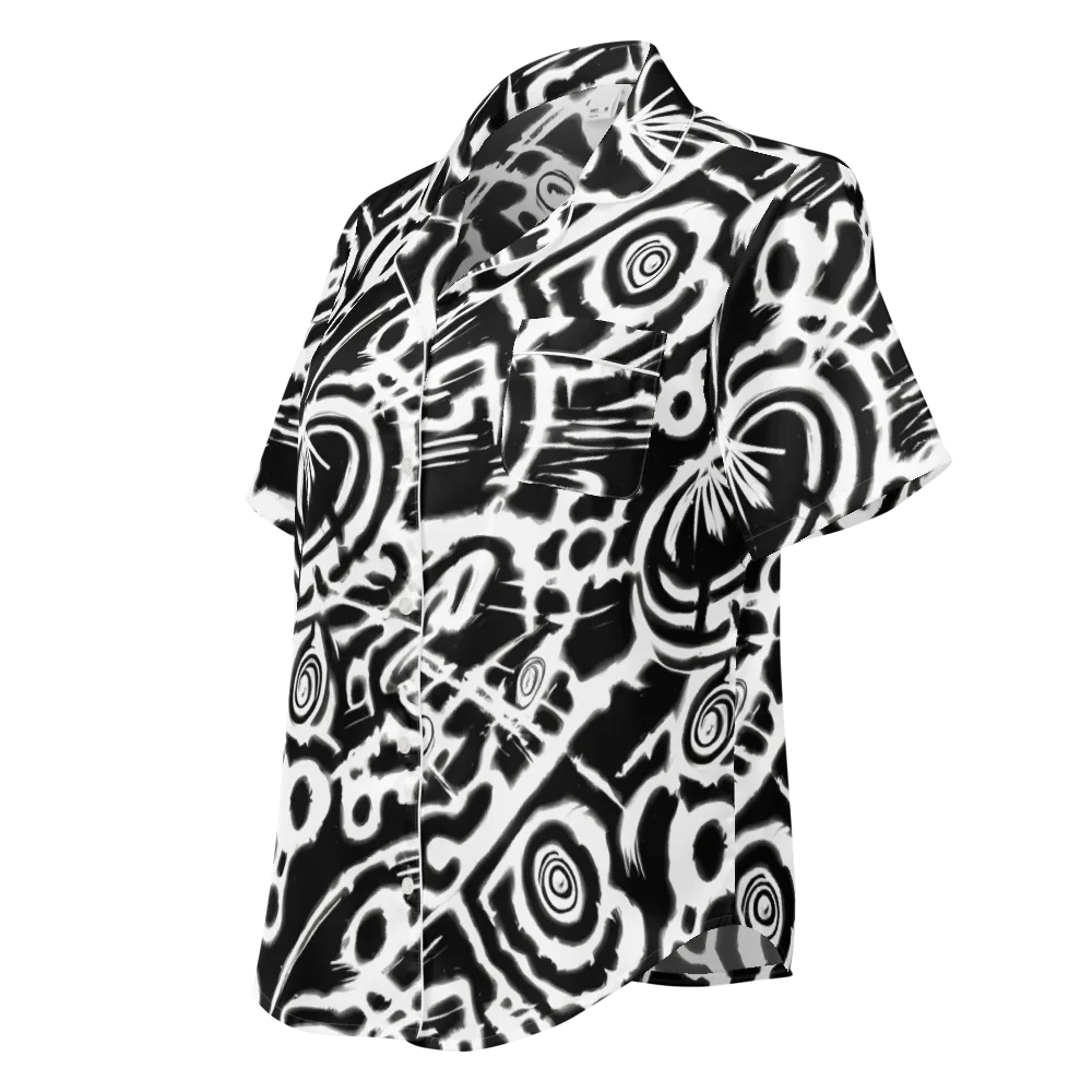 Abstract Undertow on Women's Short Sleeve Pajama Top — Left Front