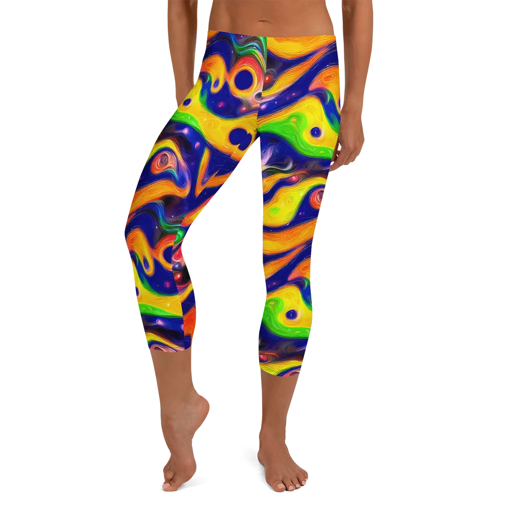 Prismatic Tidalwave on Capri Leggings — Front