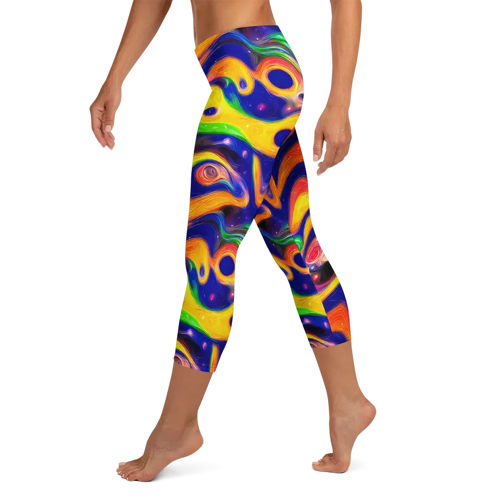 Prismatic Tidalwave on Capri Leggings — Left