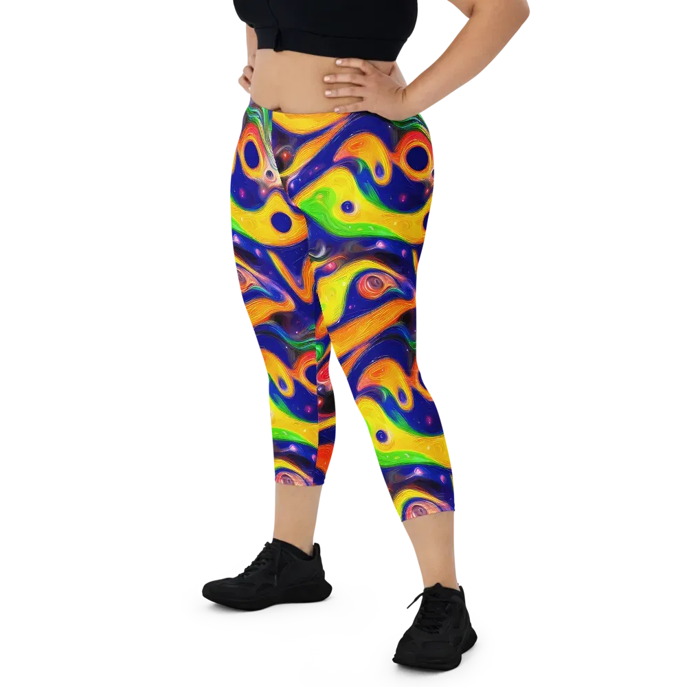 Prismatic Tidalwave on Capri Leggings — Front