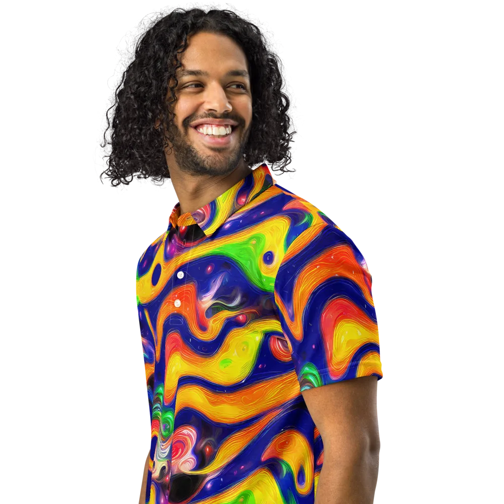 Prismatic Tidalwave on Men's Slim Fit Polo Shirt — Left Front