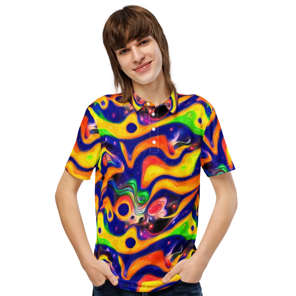 Prismatic Tidalwave on Men's Slim Fit Polo Shirt — Front