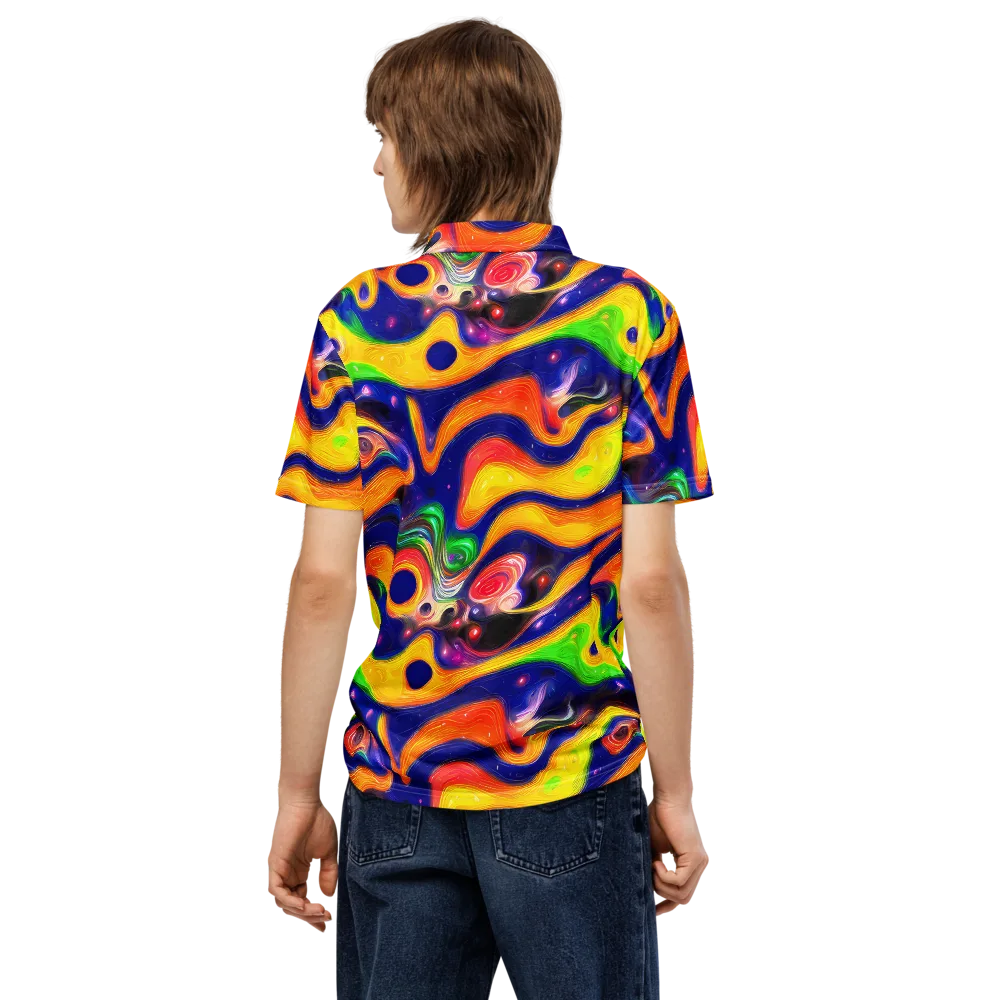 Prismatic Tidalwave on Men's Slim Fit Polo Shirt — Back