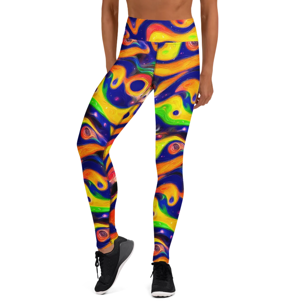 Prismatic Tidalwave on Yoga Leggings — Front