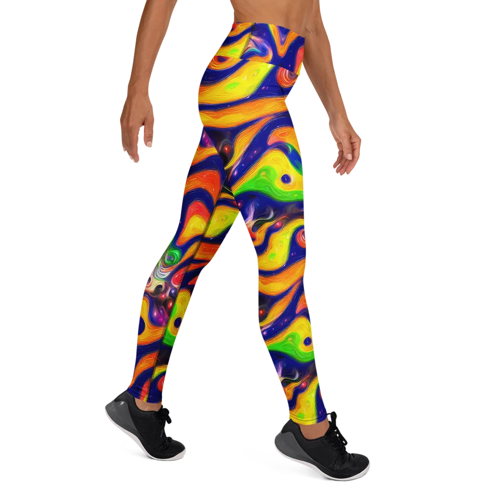 Prismatic Tidalwave on Yoga Leggings — Right