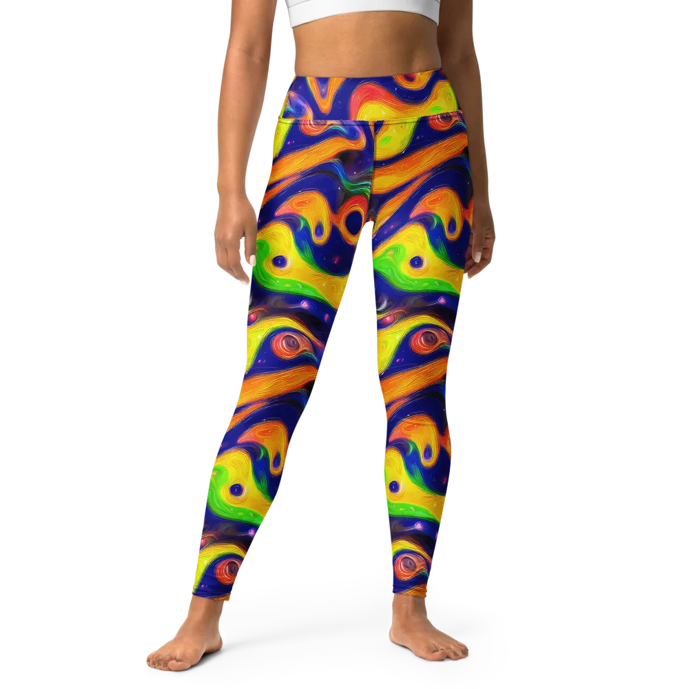 Prismatic Tidalwave on Yoga Leggings — Front
