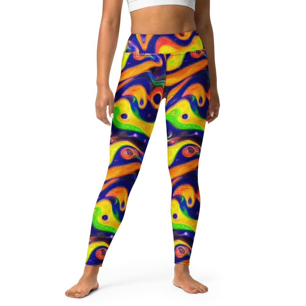 Prismatic Tidalwave on Yoga Leggings — Front