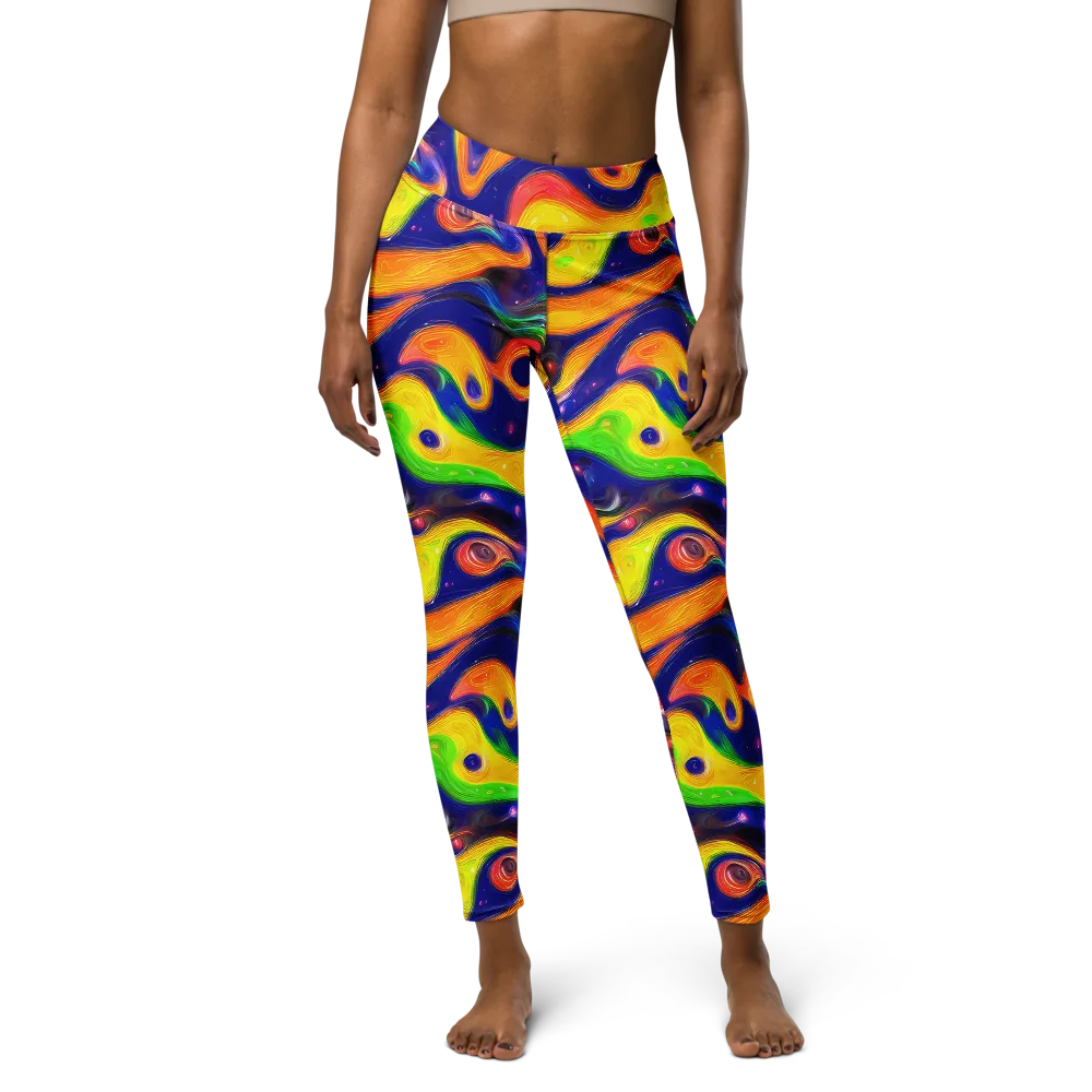 Prismatic Tidalwave on Yoga Leggings — Front