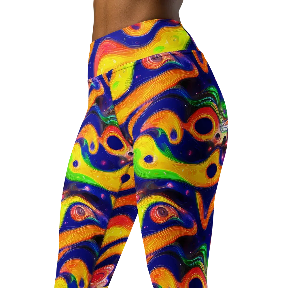 Prismatic Tidalwave on Yoga Leggings — Left Front