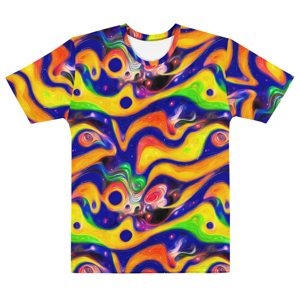 Prismatic Tidalwave on Men's Cotton Crew Neck T-Shirt — Front