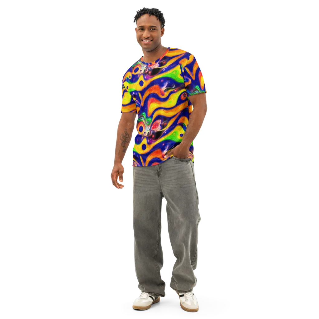 Prismatic Tidalwave on Men's Cotton Crew Neck T-Shirt — Front