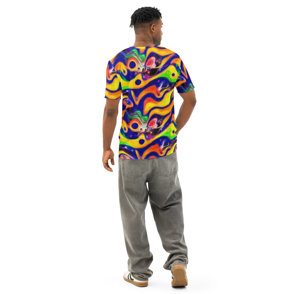 Prismatic Tidalwave on Men's Cotton Crew Neck T-Shirt — Back