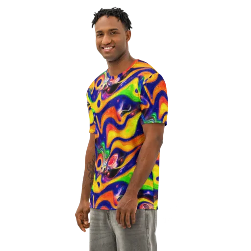 Prismatic Tidalwave on a Men's Cotton Crew Neck T-Shirt