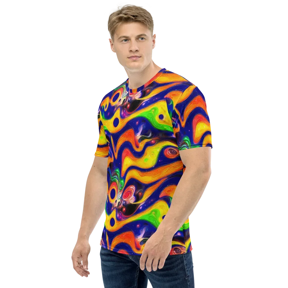 Prismatic Tidalwave on Men's Crew Neck T-Shirt — Left