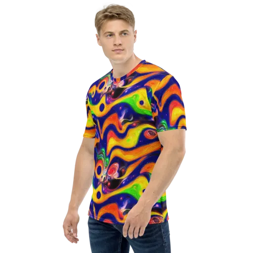 Prismatic Tidalwave on a Men's Crew Neck T-Shirt