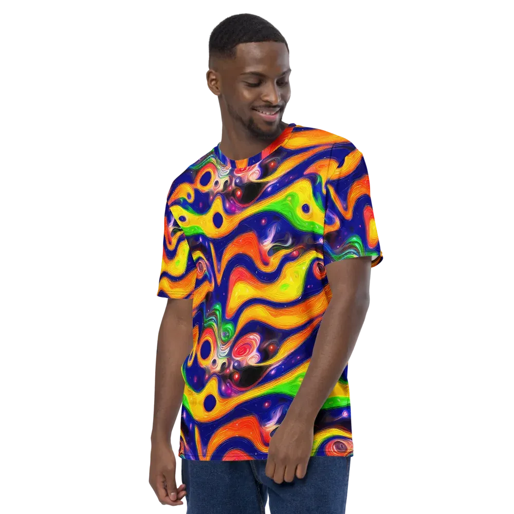 Prismatic Tidalwave on Men's Crew Neck T-Shirt — Left