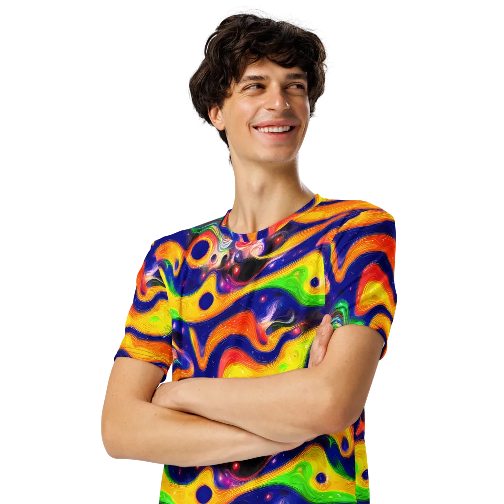 Prismatic Tidalwave on Men's Crew Neck T-Shirt — Left Front
