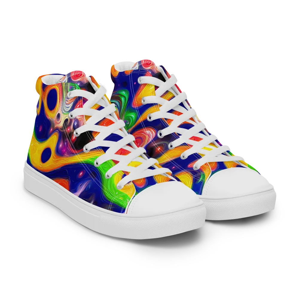 Prismatic Tidalwave on Men's High Top Canvas Shoes — Right Front
