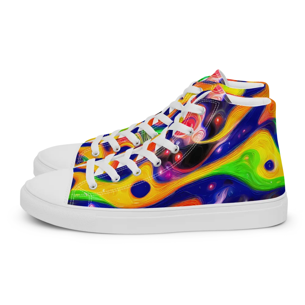 Prismatic Tidalwave on Men's High Top Canvas Shoes — Left