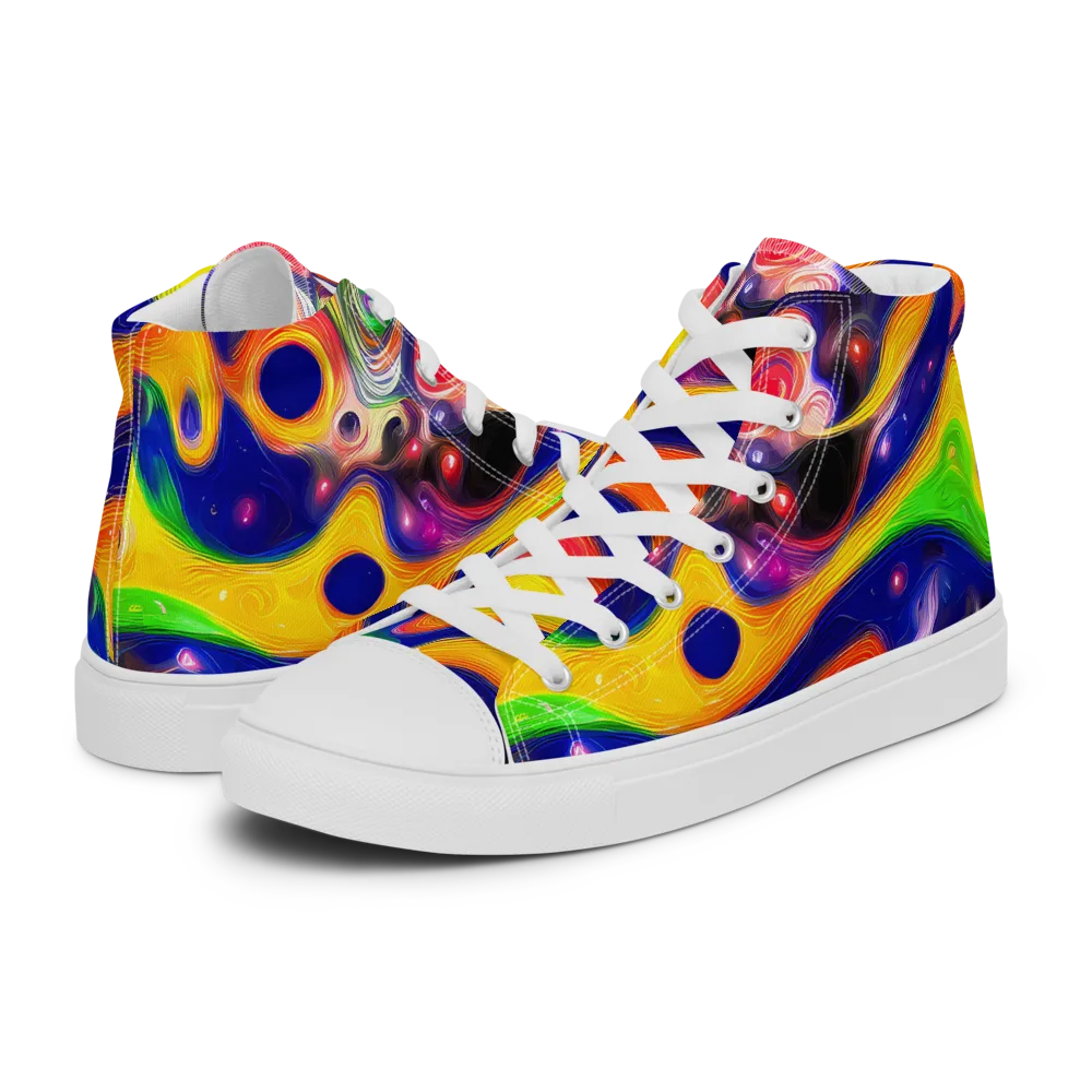 Prismatic Tidalwave on Men's High Top Canvas Shoes — Left