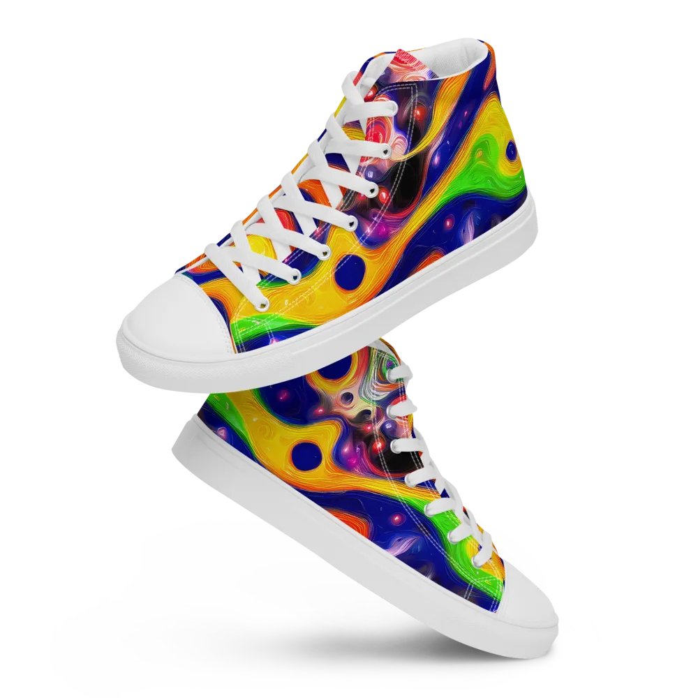 Prismatic Tidalwave on Men's High Top Canvas Shoes — Front