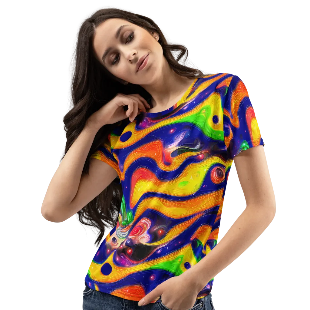 Prismatic Tidalwave on Women's Crew Neck T-Shirt — Left Front