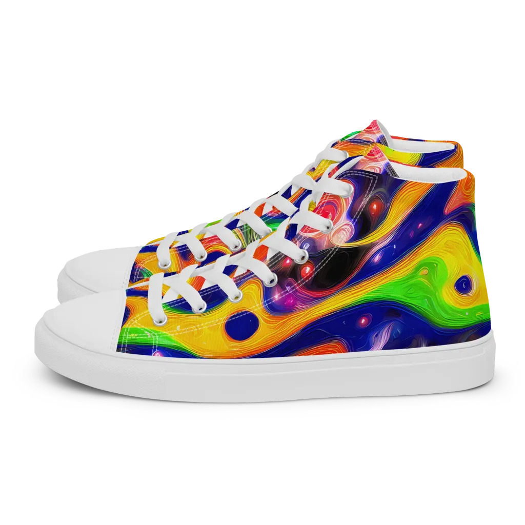 Prismatic Tidalwave on Women's High Top Canvas Shoes — Left