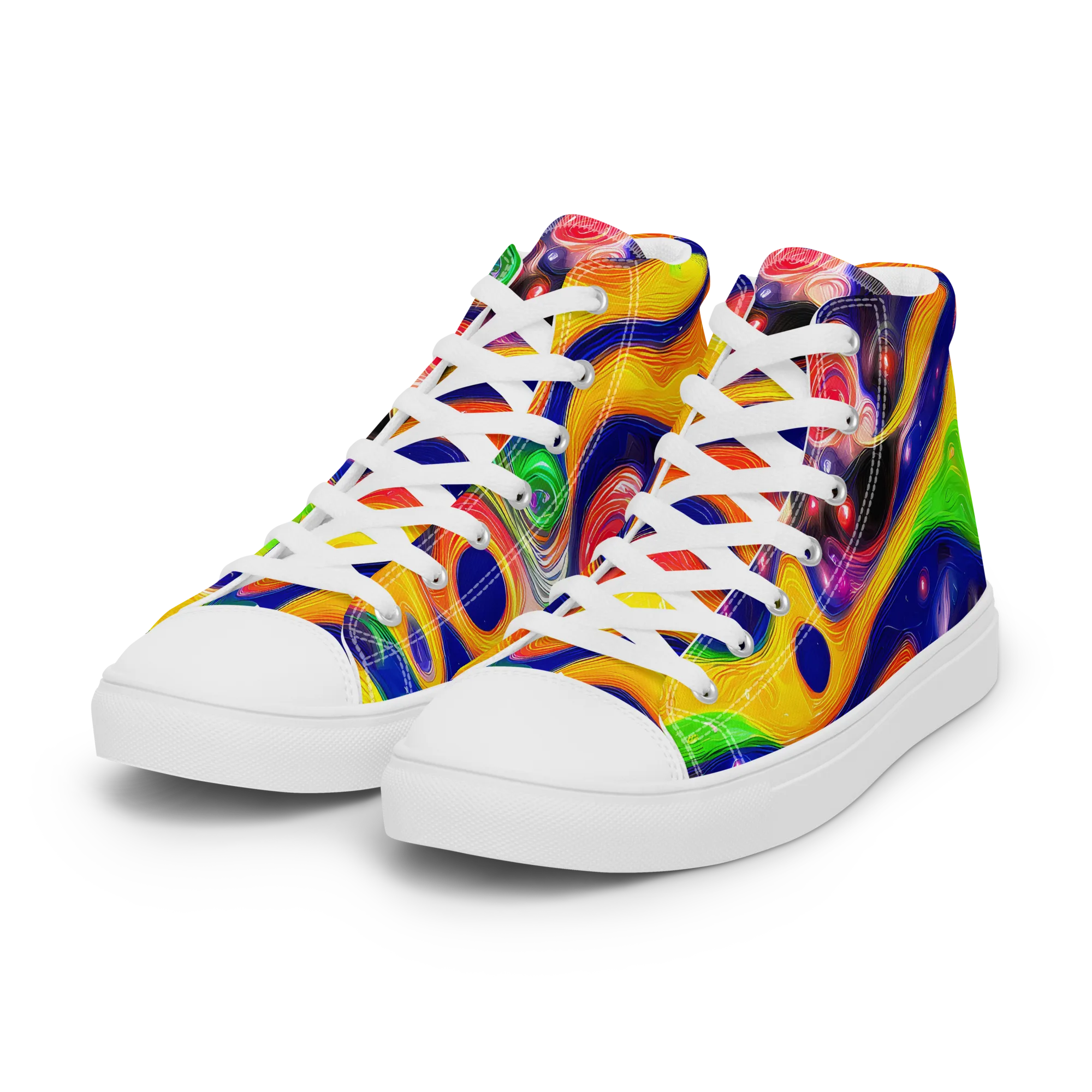 Prismatic Tidalwave on Women's High Top Canvas Shoes — Left Front