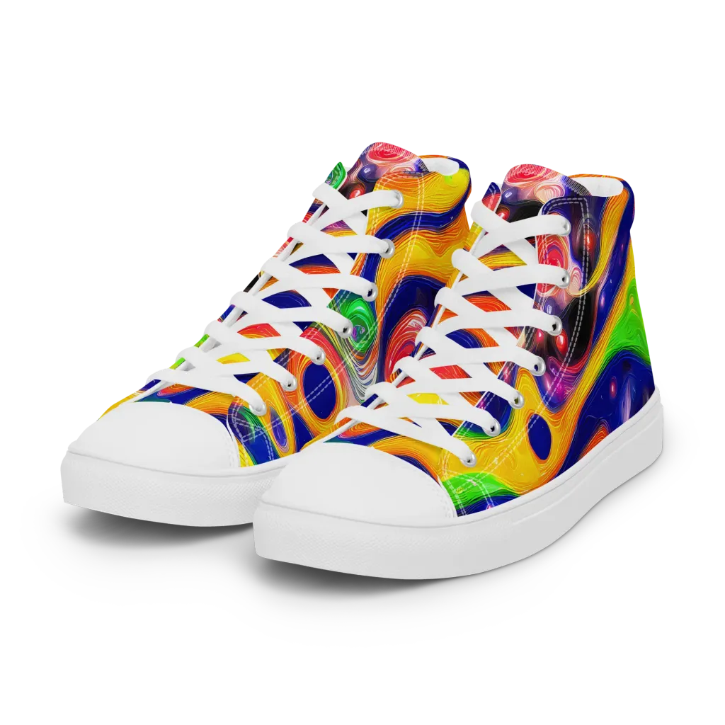 Prismatic Tidalwave on Women's High Top Canvas Shoes — Left Front