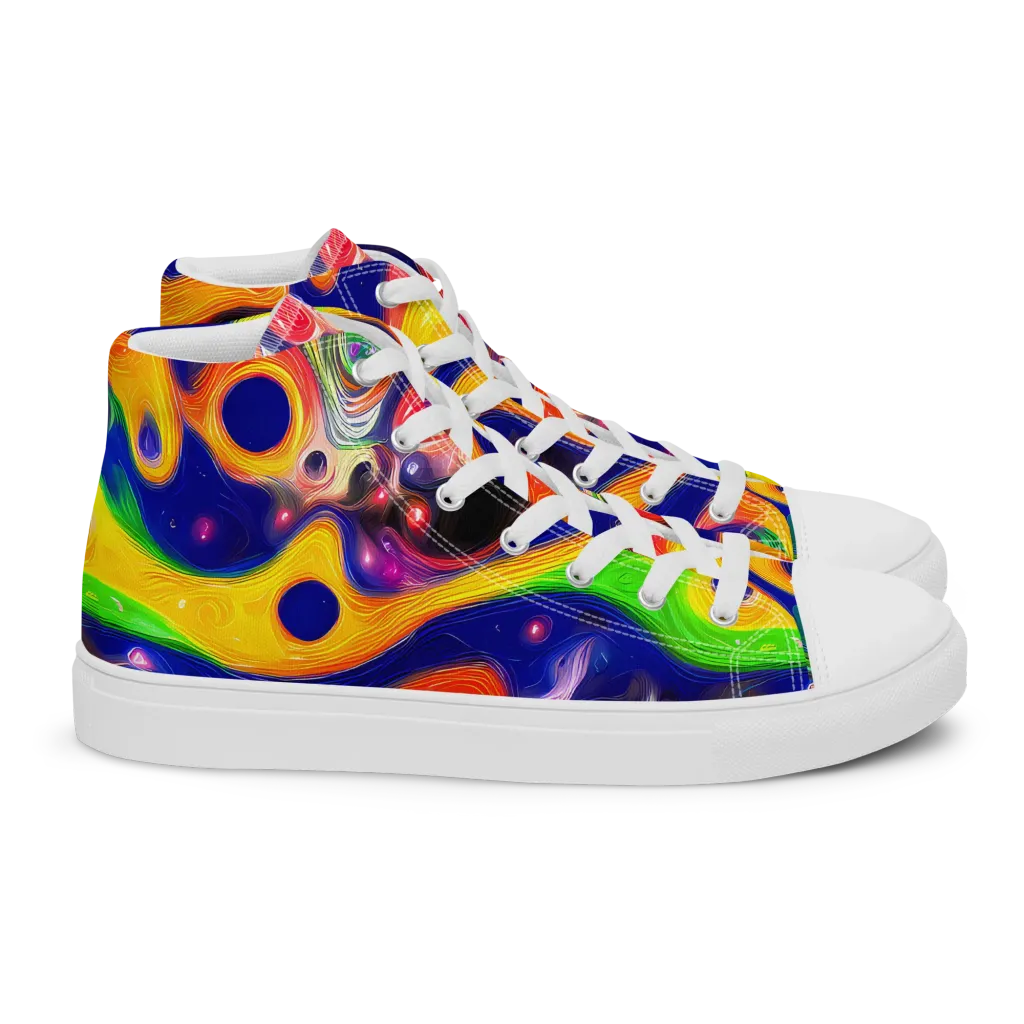 Prismatic Tidalwave on Women's High Top Canvas Shoes — Right