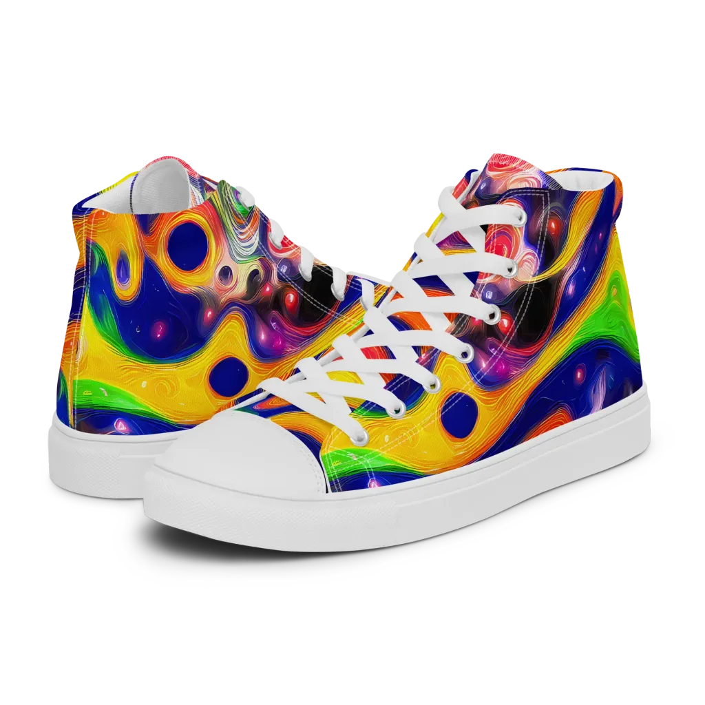 Prismatic Tidalwave on Women's High Top Canvas Shoes — Left