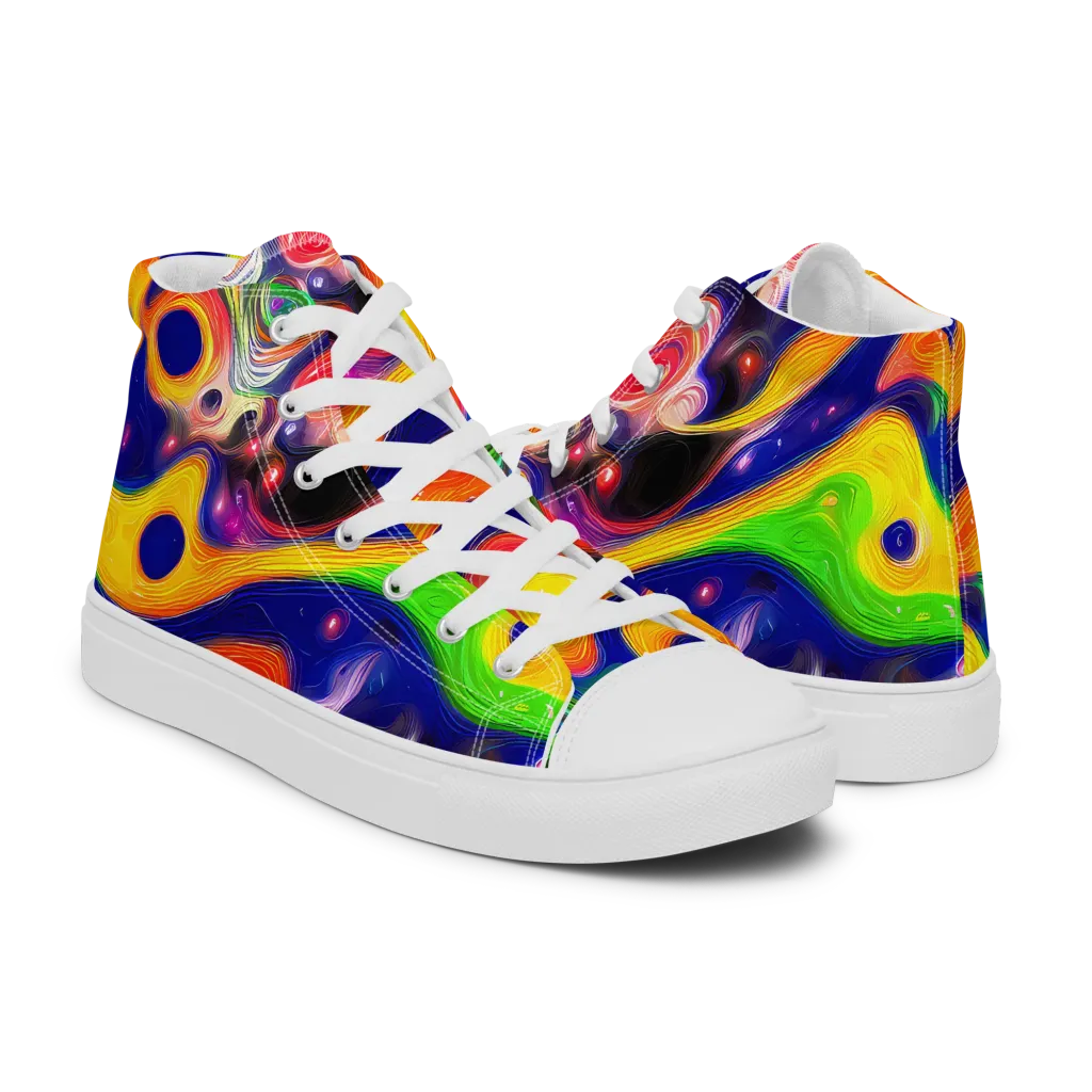 Prismatic Tidalwave on Women's High Top Canvas Shoes — Right