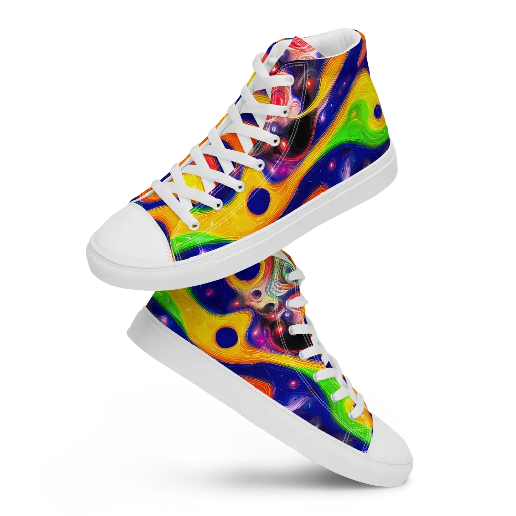 Prismatic Tidalwave on Women's High Top Canvas Shoes — Front