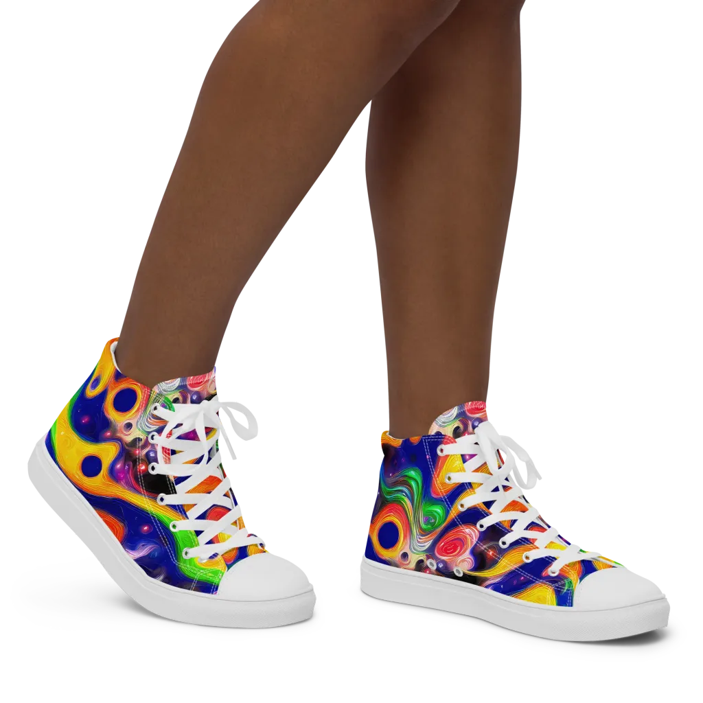 Prismatic Tidalwave on Women's High Top Canvas Shoes — Right