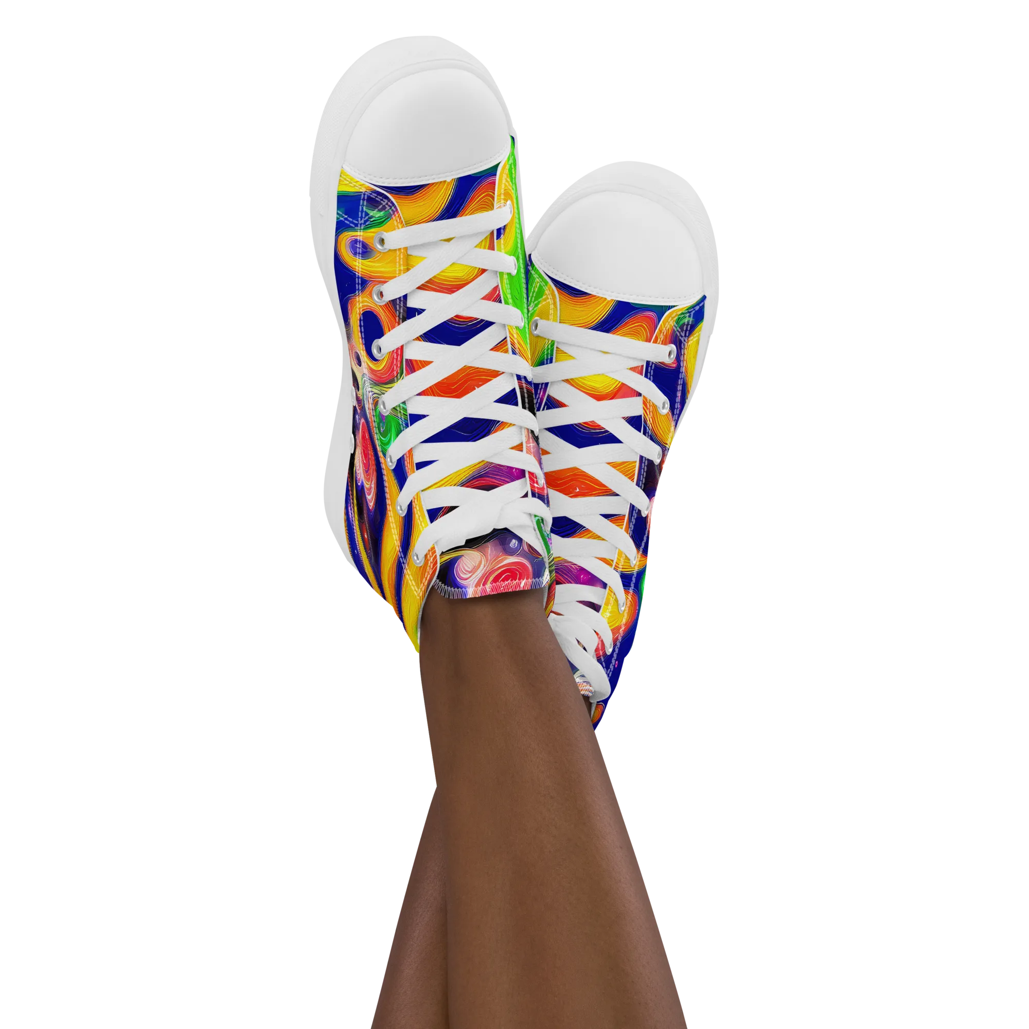Prismatic Tidalwave on Women's High Top Canvas Shoes — Front